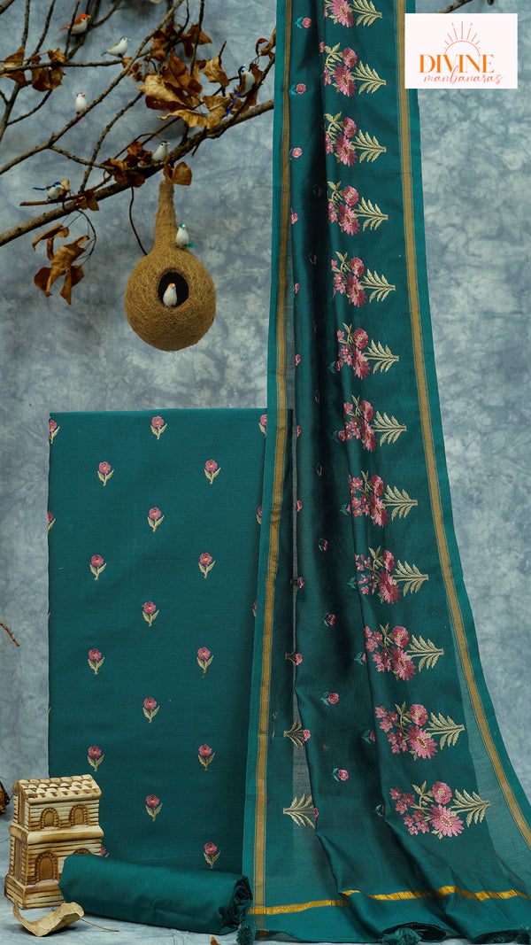 Sacramento Pure Chanderi Unstitched Suit Set