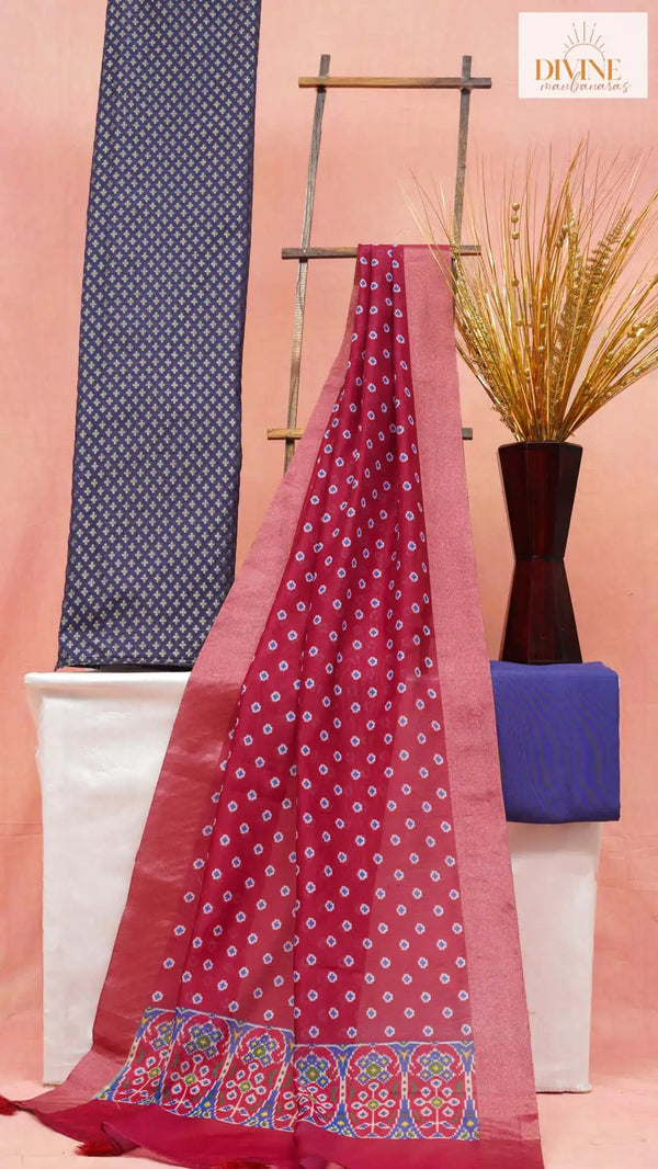 Audacious Patola Pure Chanderi Unstitched Suit Set
