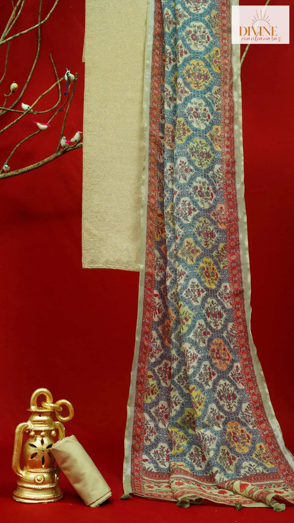 Hazy Golden Linen Unstitched Suit Set
